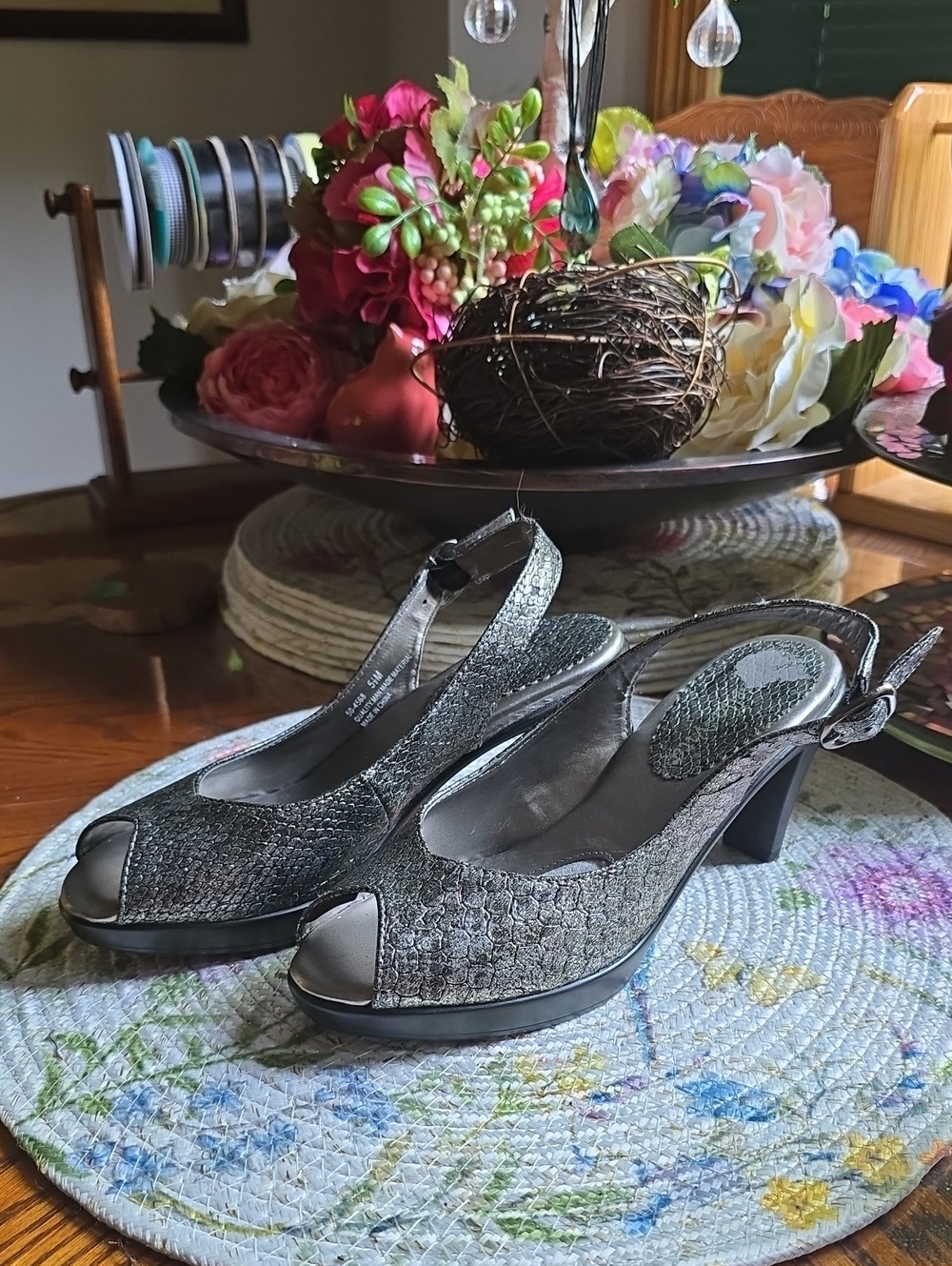 Bella Vita Pewter Open Toed Shoes
